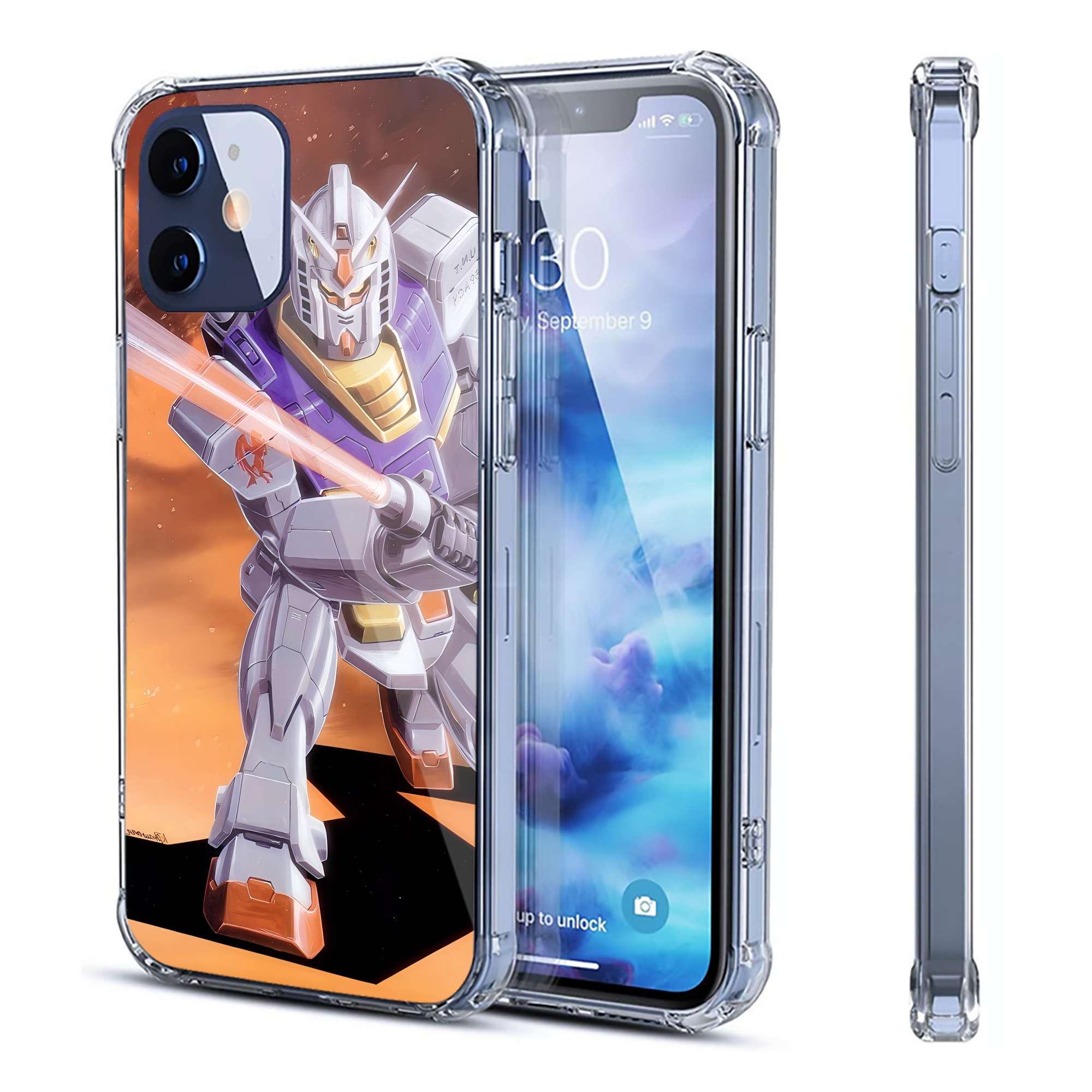 （画像用） 機動戦士ガンダム Mobile Suit Gundam 【iPhone 12シリーズ対応】透明スマホケース（クリアソフトケース）